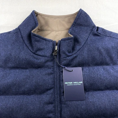 Peter Millar Crown Crafted Wool Reversible Quilted Vest Jacket Blue Small $595 - Image 1 of 4