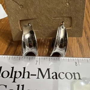 Vintage Ohrringe Silber geschwungene Creolen ohne Markierungen E636 - Bild 1 von 3