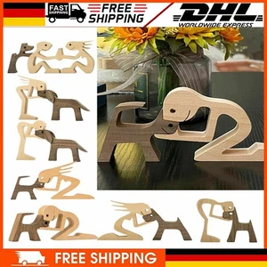 Hand Geschnitzte Holz Statue Figuren Mensch Xmas Und Skulpturen Nette Hund-Gifts - Bild 1 von 25