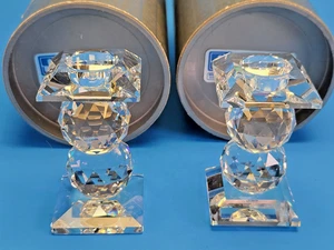 Swarovski Candleholders USA 010077 or 7600 109 Faceted Balls 5.25" set of 2 - Picture 1 of 10