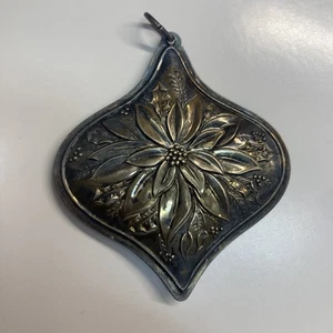 Handtuch 1985 Sterling Silber Weihnachtsschmuck Floral Medaillon Weihnachtsstern - Bild 1 von 7