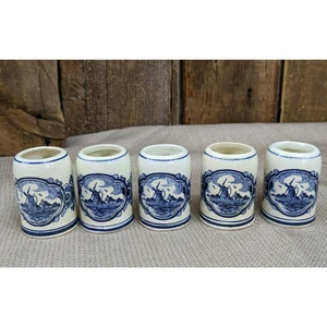 5er Set Miniatur 2" Krone DELFTER BLAUER BECHER Steine handbemalt Delfter Blau - Bild 1 von 9