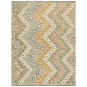 Kilim Afghan 200x153 CM Hand-Woven Oriental Carpet Kilim Wool Carpet Rug Gray - Picture 1 of 10