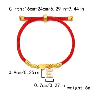 Pulsera Inicial Dije Pulseras para Mujer Letras A-Z Amor Corazón Joyería Cuerda - Imagen 1 de 36