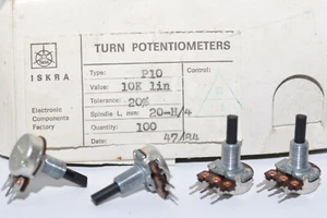 4x Vintage Potentiometer von ISKRA Typ P10, 10 kOhm lin, Variable Resistor, NOS - Bild 1 von 8