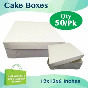 CAKE BOXES 12x12x6" 50Pk Boards Tall Wedding Cake Boxes Cupcake Display Boxes - Picture 1 of 5