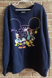 Disney Youth Large Navy Sweatshirt Mickey Donald Goofy Pluto - Picture 1 of 8