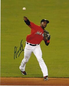ADEINY HECHAVARRIA   MIAMI MARLINS   ACTION SIGNED 8x10