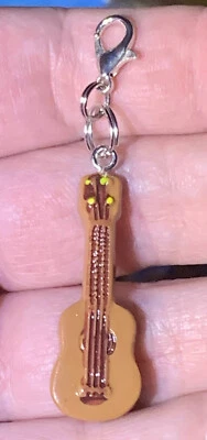 Dije de guitarra marrón cremallera tirador y llavero ¡Añadir clip!! Foto 1 de 4