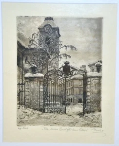 Radierung,Tor zum Bischöflichen Palais(wohl Klagenfurt),signiert u. Passepartout - Picture 1 of 2
