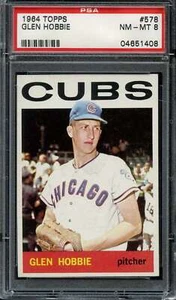 1964 TOPPS #578 GLEN HOBBIE PSA 8 CUBS *ADT5450 - Picture 1 of 2