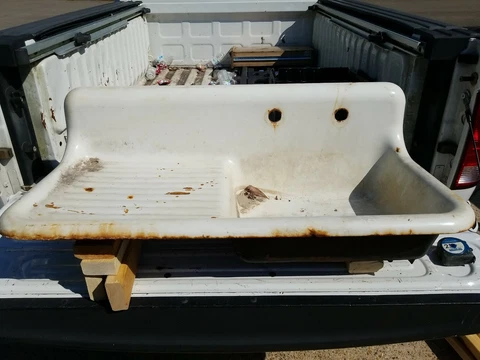 ANTIQUE AMERICAN RADIATOR/STANDARD SANITARY Porcelain CAST IRON SINK-DRAINBOARD Cover