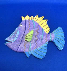 Glitter Fish and Sea Creatures Resin Wall Plaque Art  Set of 5 - Picture 1 of 10