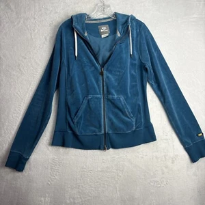 Vintage Nike Sportswear youth Large 12-14 Blue Velvet Track Jacket 2 Zippers - Picture 1 of 10