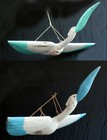 Fair Trade Hand Carved Made Wooden Flying SEAGULL Sculpture Ornament Statue 63cm