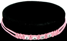 Jane Name Jewelry Necklace Macrame Pink Hand Made Vintage Laguna 23"