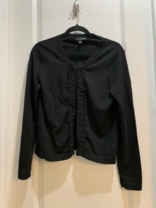 "Cárdigan suéter Banana Republic negro con volantes grandes axila a axila 18"" Merino" - Imagen 1 de 6