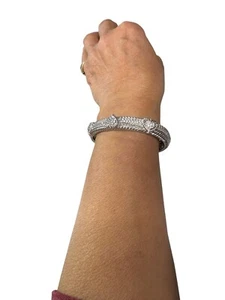 Judith Ripka Sterling Silber CZ Armreif Armband Thailand Fleur-de-Lis Seil Design - Bild 1 von 8