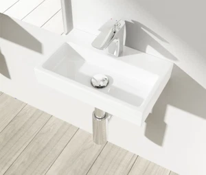 New white compact wall hung sink for WC, cloakroom, en-suite or space saving - Picture 1 of 7