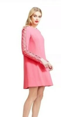 NEW Lela Rose Lela Rose Wave Inset Long Sleeve Dress in PEONY - Size 10 #MD687 - Image 1 of 4