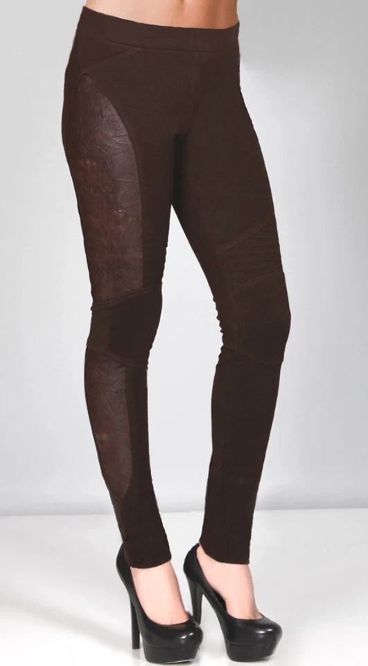 Leggings Hale Bob Ponte | Parches de cuero arrugado | Negro o marrón XS 0RDW8013 * Foto 1 de 2