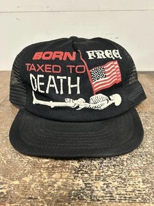 Vintage Born Free Taxed To Death Mesh Trucker Hat SnapBack USA Made - Picture 1 of 12