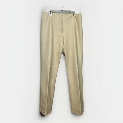 PANTALONES VS2 BY VAKKO CREMA 100% CUERO CORDERO TOTALMENTE FORRADOS PIERNA RECTA TALLA 8 Foto 1 de 4