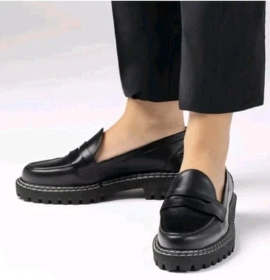 JON JOSEF новый дисплей Penny мокасины в черной телячьей коже - 37 сделано в Испании - Изображение 1 из 4