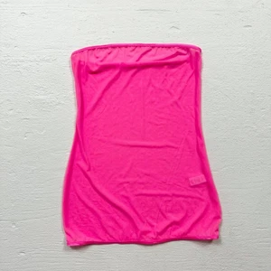 Mini abito senza spalline in rete rosa fluo a vista, taglia unica - Foto 1 di 7