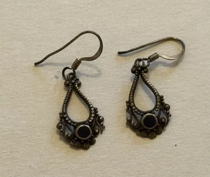 Ohrringe, Silber, Onyx, Hänger, Drop, Silber, 925er Silber, Gothic - Bild 1 von 4