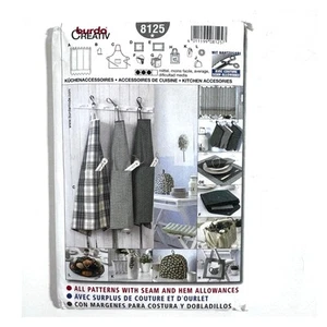 Burda Sewing Pattern 8125 Kitchen Accessories Aprons Mitts Placemats Bags Uncut - Picture 1 of 7