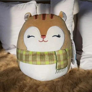 Squishmallows Offiziell 8 Zoll Erin das Eichhörnchen mit Schal Stofftier Plüsch Neu mit Etikett - Bild 1 von 10
