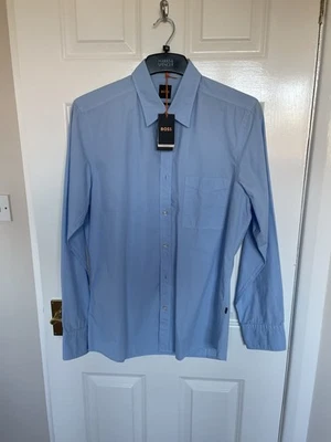 Mens Hugo Boss Blue Cotton Shirt - Image 1 of 4