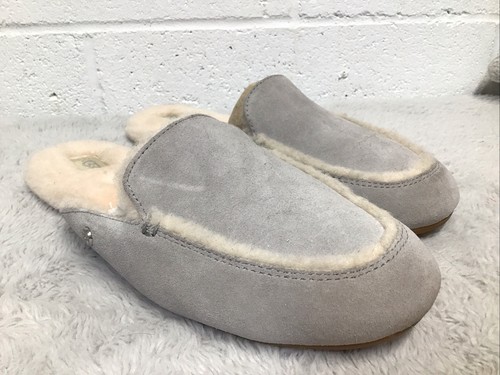 UGG Lane Scuffs Pantofole Mocassino Foderato in Shearling Scamosciato Grigio Donna 10
