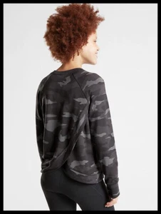 NWT Athleta Girl Cozy Cross Your Fingers Sweatshirt XL/14 Black Camo - Picture 1 of 4