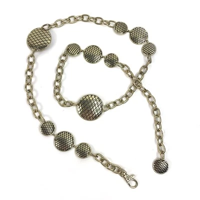 Cinturón martillado vintage tono dorado cadena concho redonda festival gitano boho occidental Foto 1 de 4