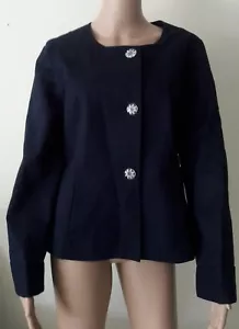 Giacca blazer Nanette Lepore blu navy scuro porta tuta taglia 12 MRSP$149 - Foto 1 di 12