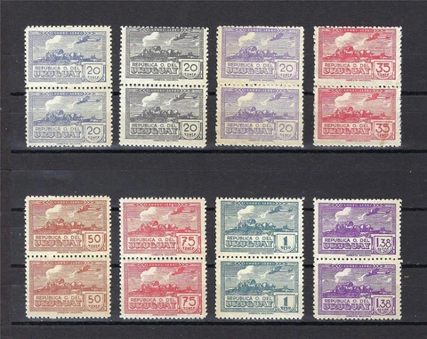 Uruguay 1939 Sc# C93-100 Airmail Plane over sculptured Oxcart pairs MNH Cover