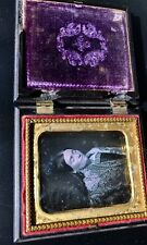 1/6 Daguerreotype Post Mortem Woman Wearing Paisley Shawl Antique Photo