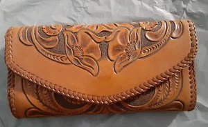 Bohemian Ethno Senf geprägt Geldbörse Toni Leder Handwerk Portemonnaie Made in India  - Bild 1 von 12