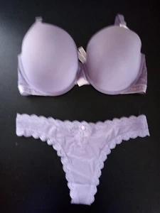 NWT Victoria's Secret Push Up Lace Bra and Thong Set 38DDD XL (F13) - Picture 1 of 5