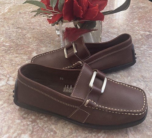 TOD’S Mocassino da donna Tod's in pelle marrone con fibbia e pelle taglia 35 US 5 us intime ottimeioni! cond