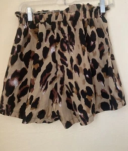 Women's Pajama Sleep Bottoms Shorts Leopard Print Chiffon Size S NWOT - Picture 1 of 3