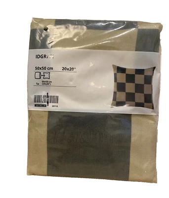 New ! IKEA IDGRAN Cushion Cover Green Check Plaid Velvet 20x20" 205.802.39 - Image 1 of 4