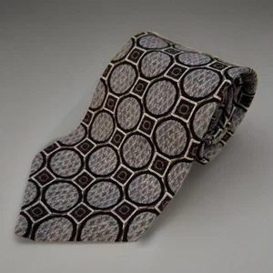 Guy Laroche 100% Silk Tie Diffusion Grey Wide Geometric Circles Shape - Picture 1 of 5