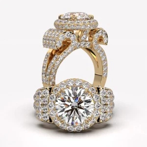 5 Ctw Anniversary Round Diamond Engagement Ring GIA F-VS2 White Gold Women Rings - Picture 1 of 32