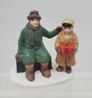 Porcelain O'Well Christmas Village Figurine - Father & Son w/ Presents