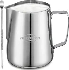 Milk Frothing Pitcher, 12Oz Coffee Milk Frother Cup with Clear Scale, 304 Stainl - Picture 1 of 8
