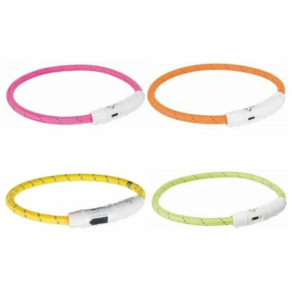 Collar de perro intermitente Trixie USB anillo recargable a prueba de salpicaduras paseo para cachorro Foto 1 de 4