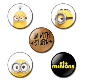 MINIONS 25 or 38mm button badge / fridge magnet. Despicable Me, KEVIN, STUART - Picture 1 of 8